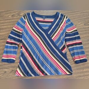 Chaps Denim Multicolor Striped Top Womens Large